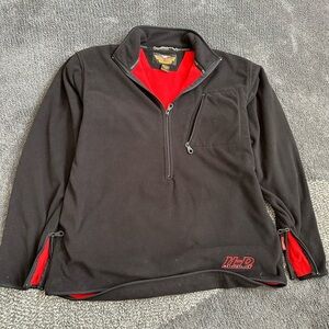 Harley Davidson VTG Fleece 1/2 Zip Pullover Sweatshirt Black/ Red M, Logo, Gorp